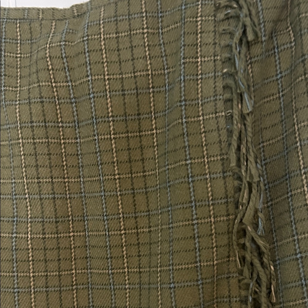 BUNDLE: Olive Cowl Neck Sweater and matching plaid fringe skirt - Picture 5 of 8